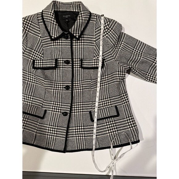 EUC Talbots Woman 18W Houndstooth Jacket Coat 4 Button Wool Blend Lined - Picture 4 of 6